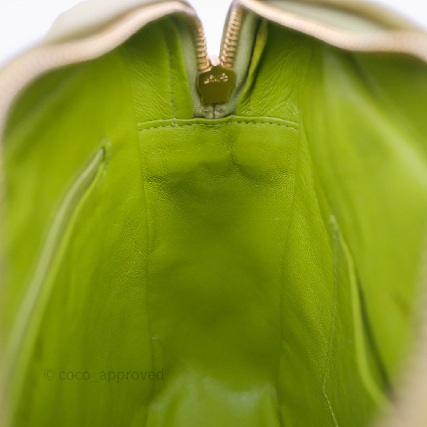 Chanel Vintage Quilted Camera Bag Green Yellow Caviar Gold Hardware