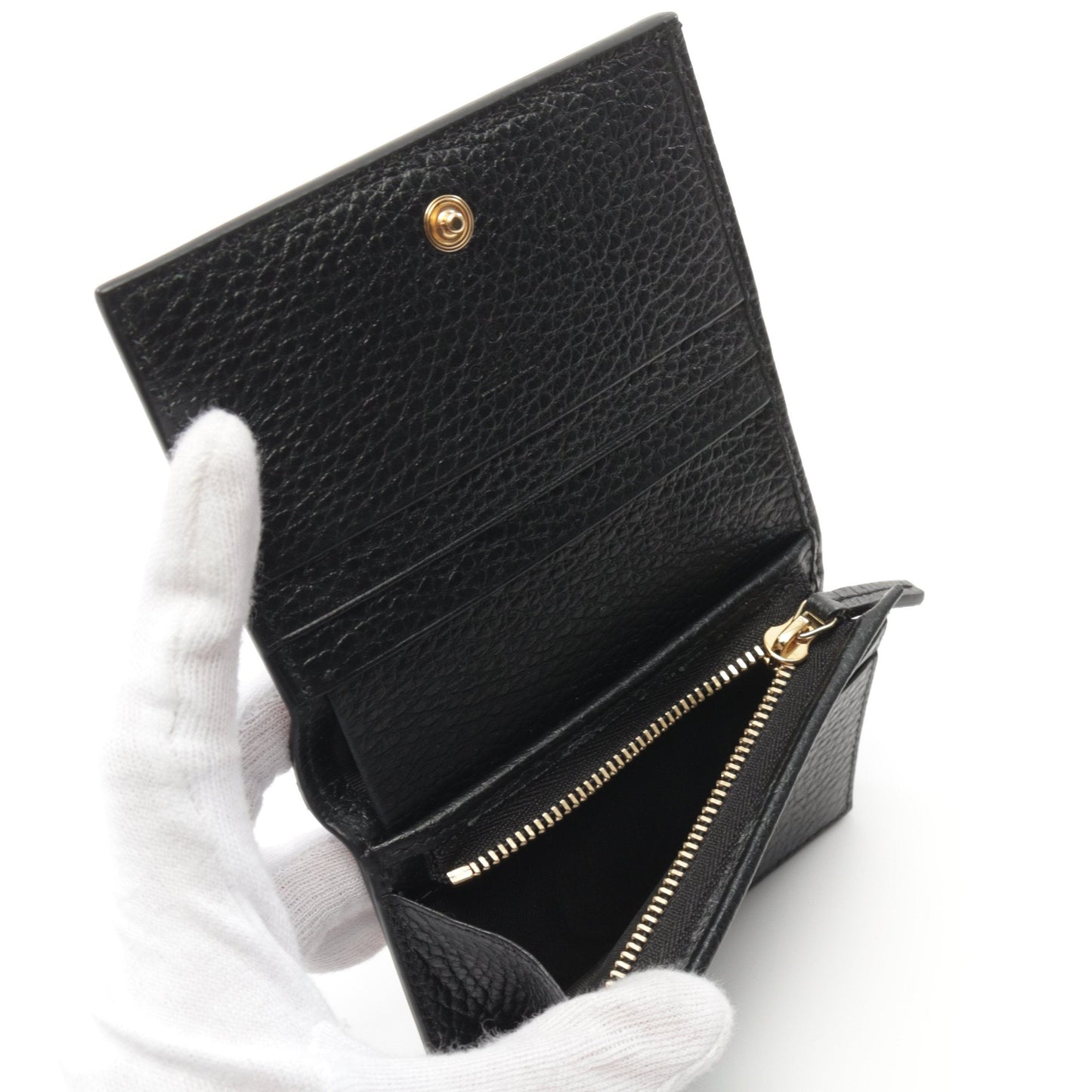 Luxury Gucci Trending 2025 GG Marmont GG Supreme Bi-fold wallet PVC Leather Beige Black