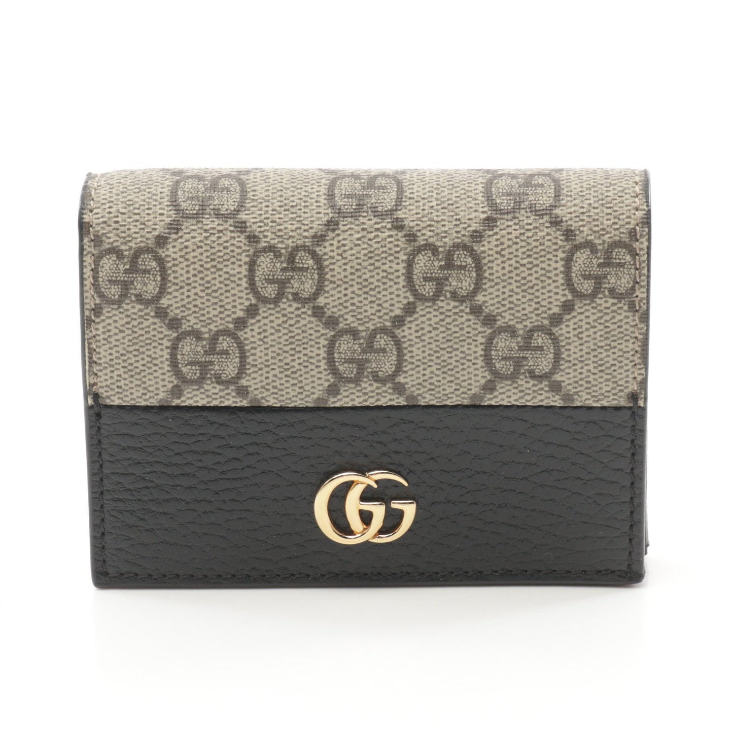 Luxury Gucci Trending 2025 GG Marmont GG Supreme Bi-fold wallet PVC Leather Beige Black