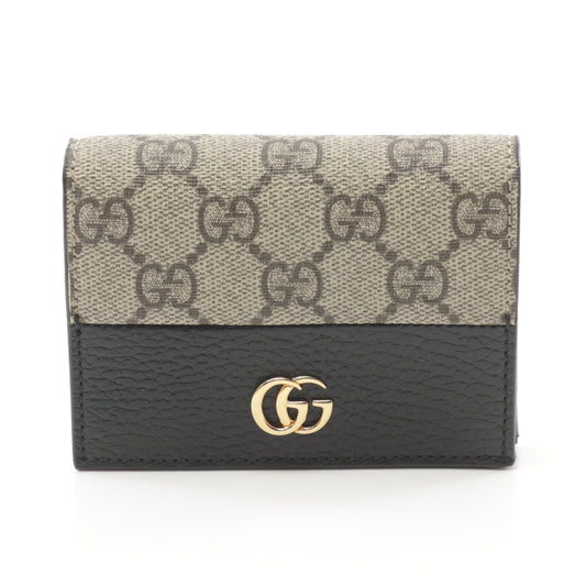 Luxury Gucci Trending 2025 GG Marmont GG Supreme Bi-fold wallet PVC Leather Beige Black