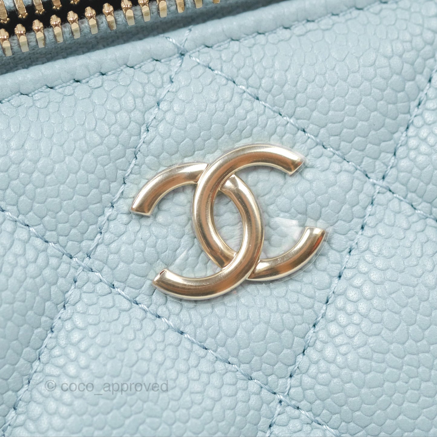 Chanel Vanity with CC Chain Light Blue Caviar Gold Hardware