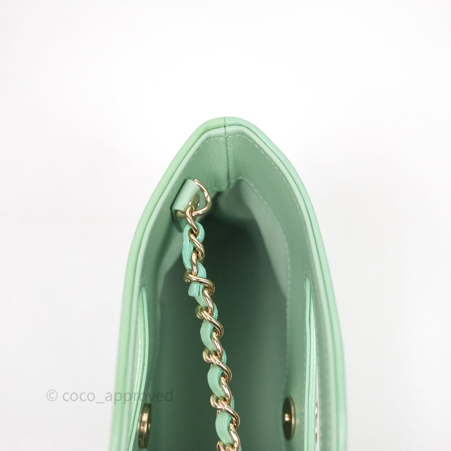 Chanel Nano 31 Green Shiny Lambskin Gold Hardware