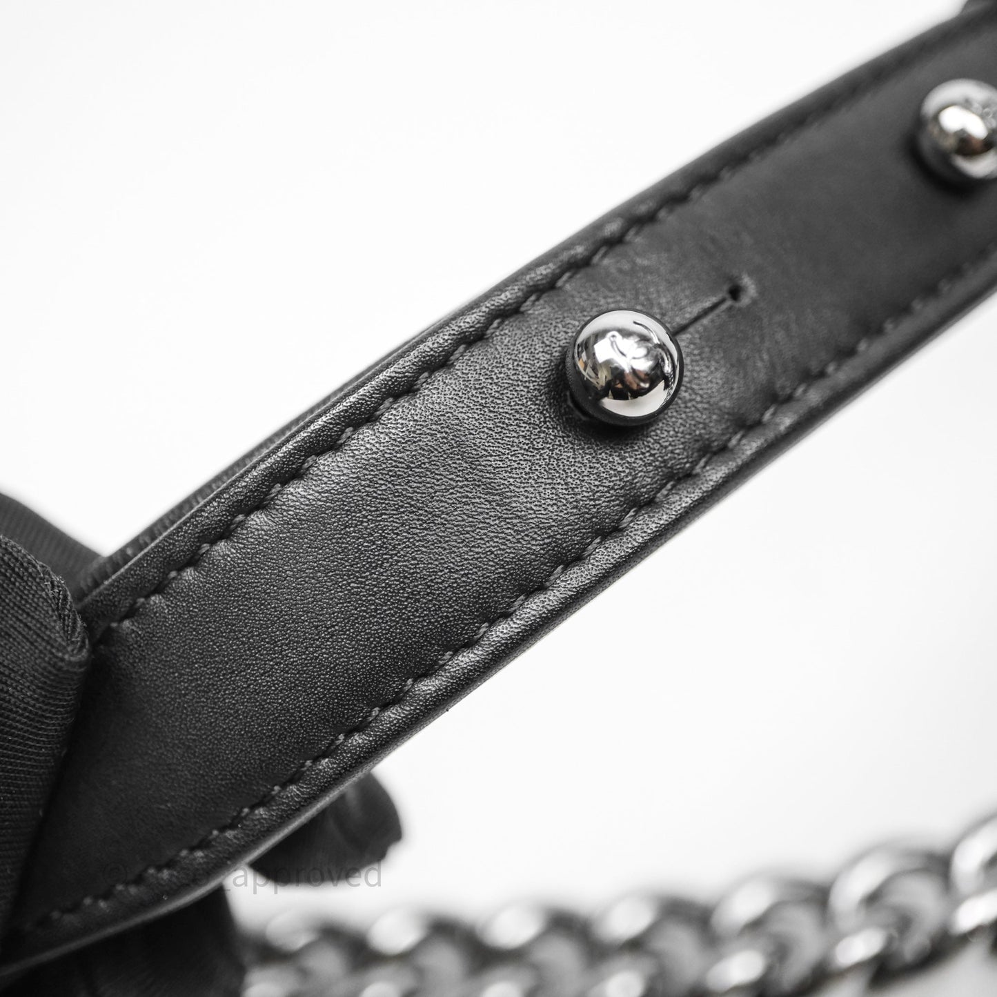 Chanel Small Boy Beaded Chevron Black Lambskin Silver Hardware