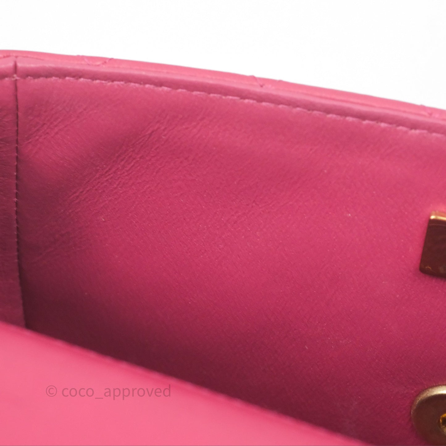 Chanel Top Handle Mini Rectangular Flap Red Lambskin Aged Gold Hardware