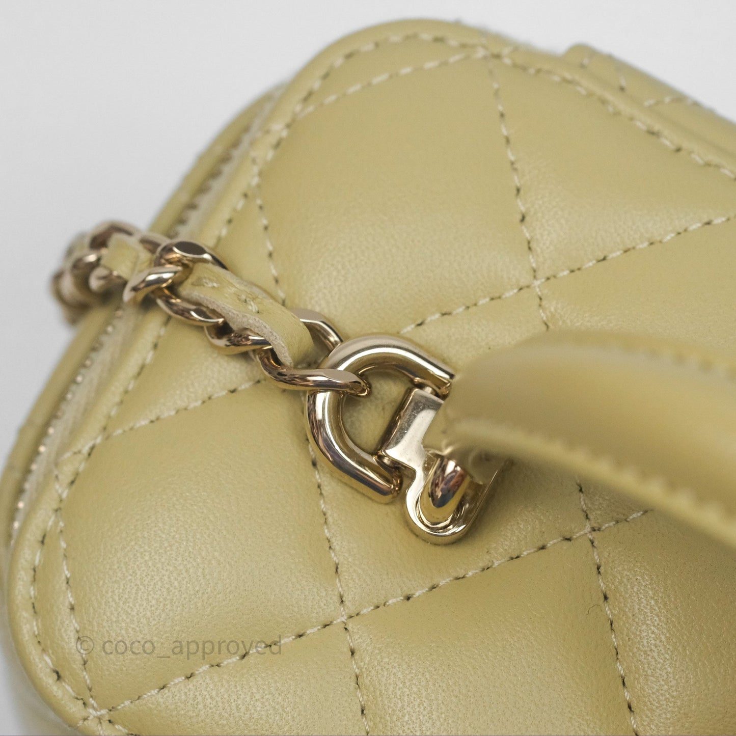 Chanel Top Handle Vanity with Chain Olive Green Lambskin Aged Gold Hardware