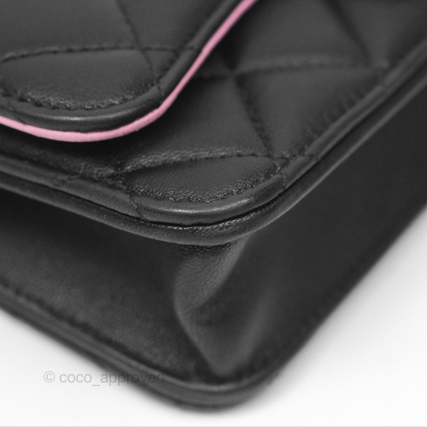 Chanel Top Handle Mini WOC Phone Holder Black/Pink Lambskin Gold Hardware 23P