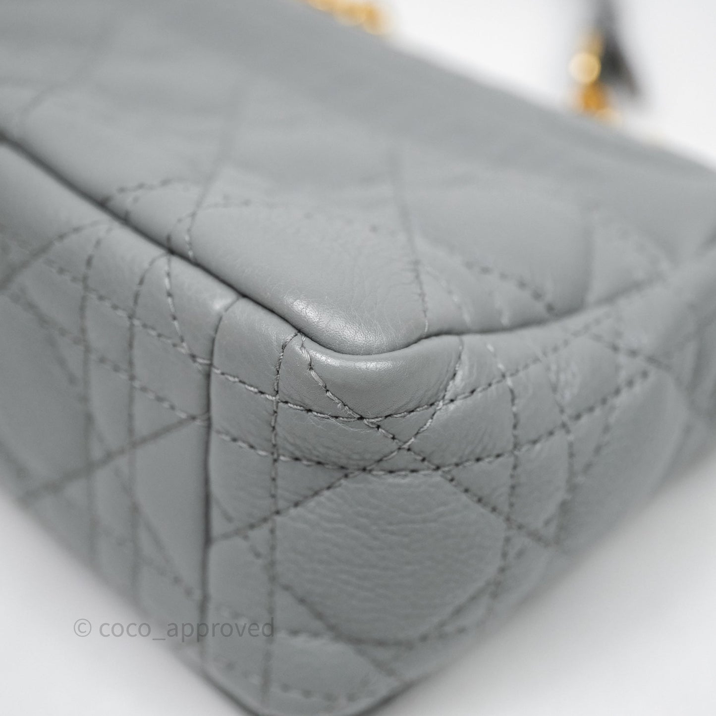 Christian Dior Small Caro Bag Stone Gray Supple Cannage Calfskin