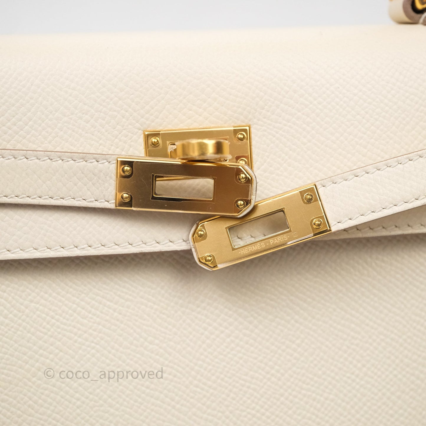 Hermes Kelly 25 Craie Epsom Gold Hardware