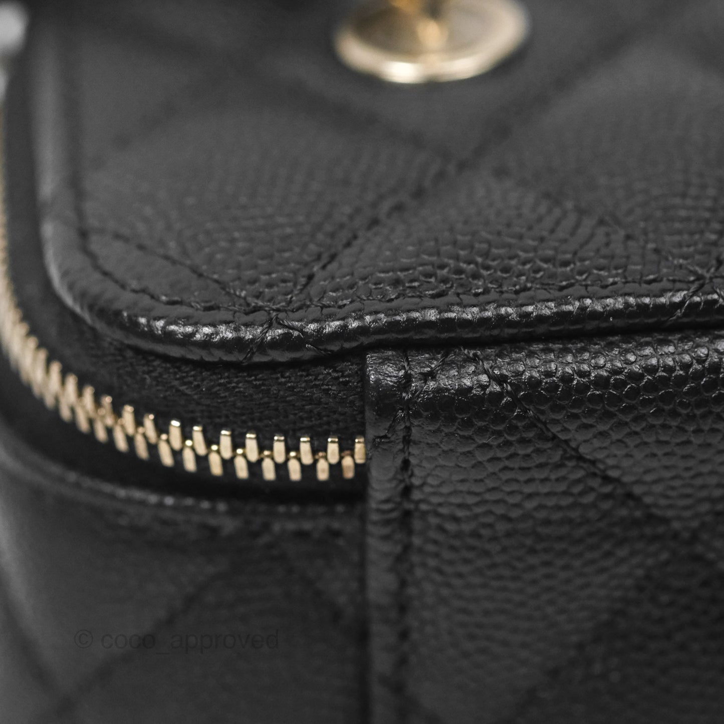 Chanel Vanity Rectangular With Chain Black Caviar Gold Hardware