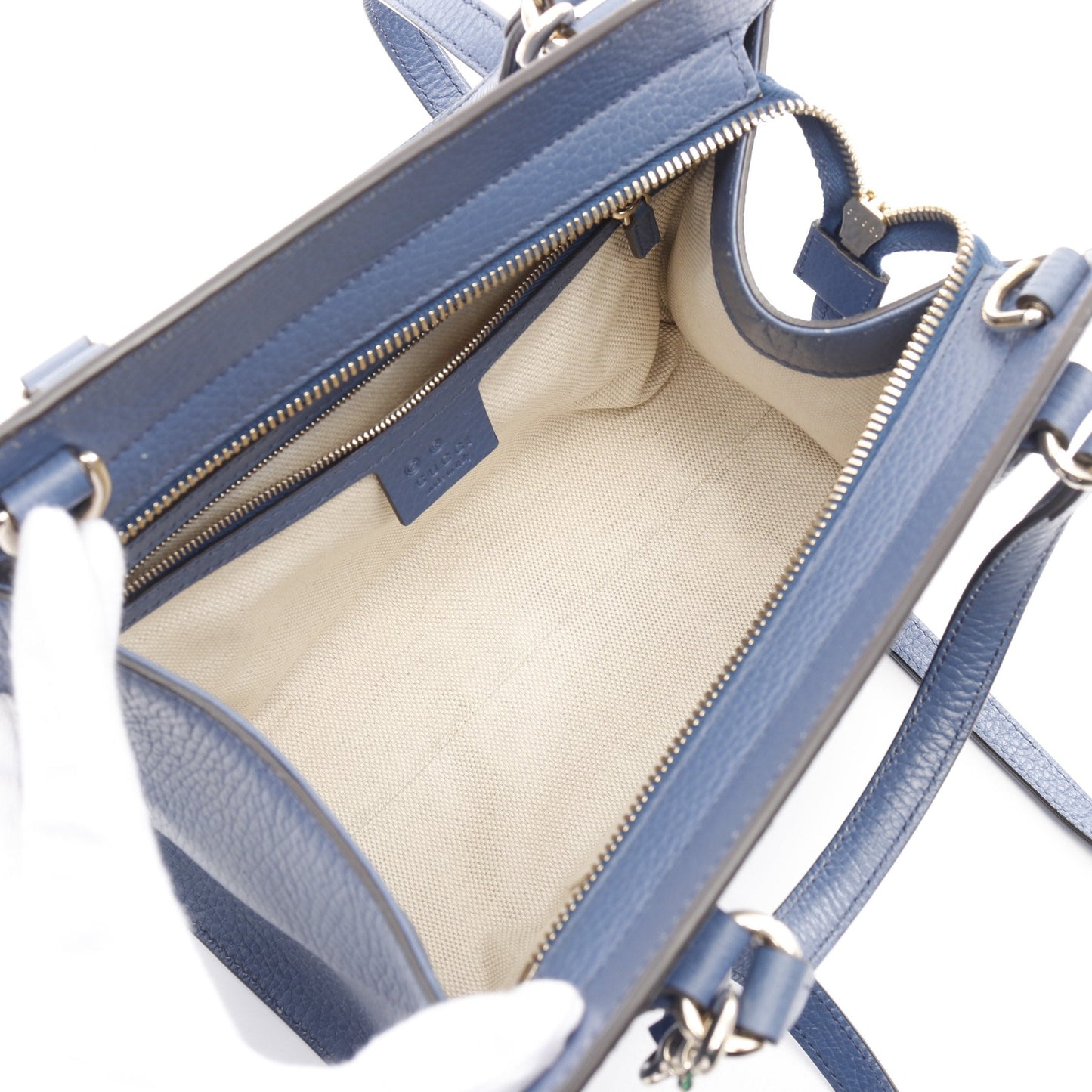 Luxury Gucci Trending 2025 Soho Interlocking G Handbag Leather Blue 2WAY