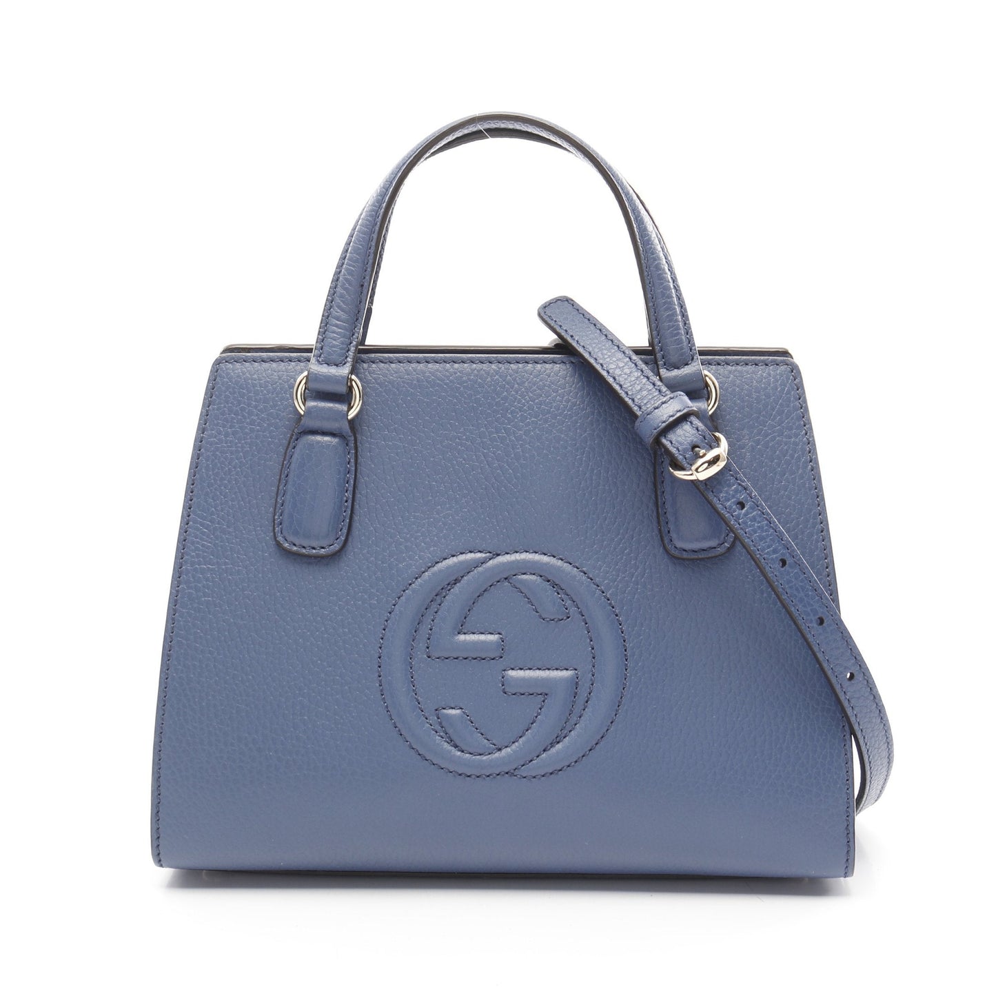 Luxury Gucci Trending 2025 Soho Interlocking G Handbag Leather Blue 2WAY