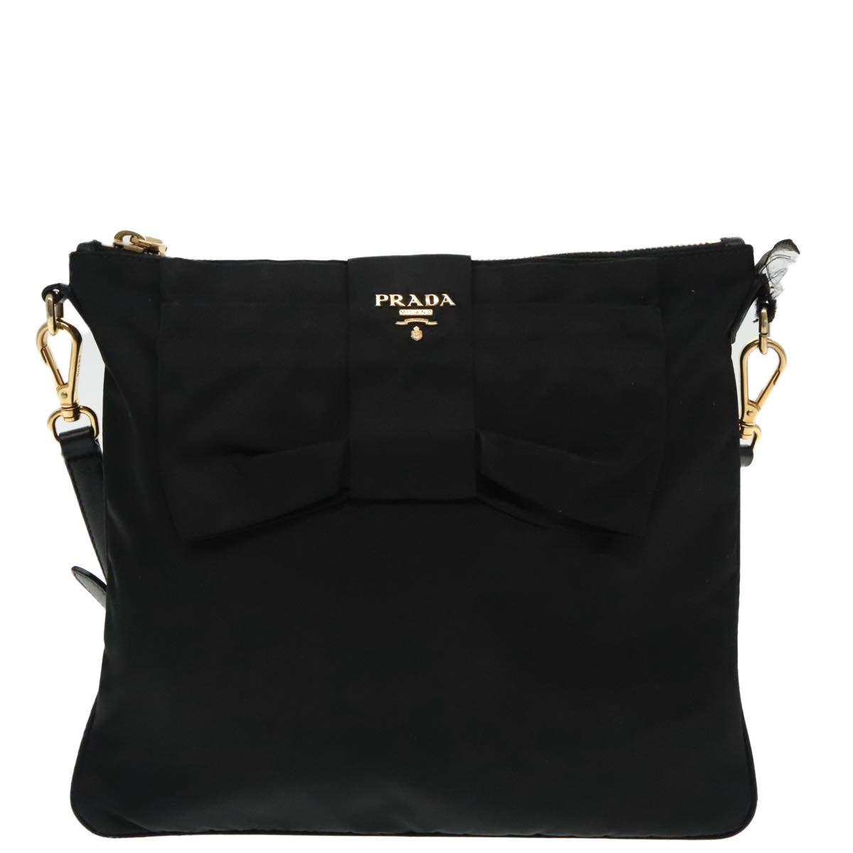 Luxury Prada Shoulder Bag Nylon Black Gold  95494