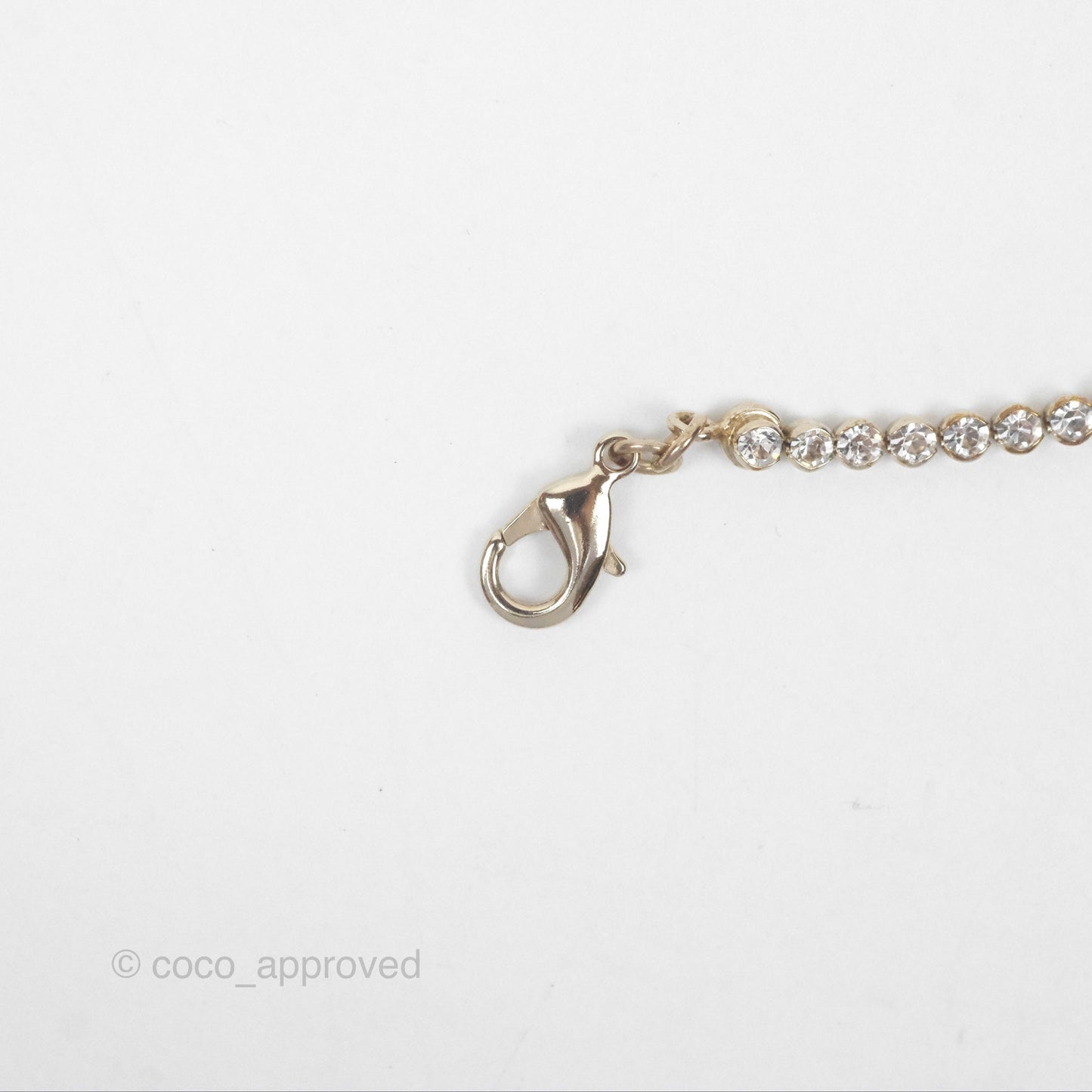 Chanel No5 Perfume Bottle Crystal Chain Choker Necklace Gold Tone 21S