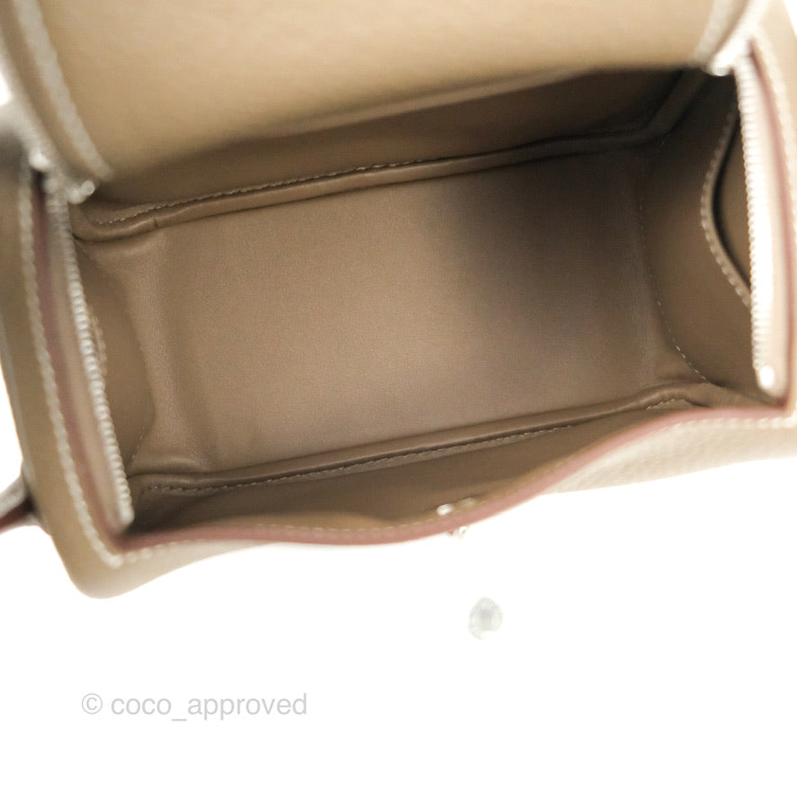 Hermès Mini Lindy 20 Etoupe Clemence Silver Hardware