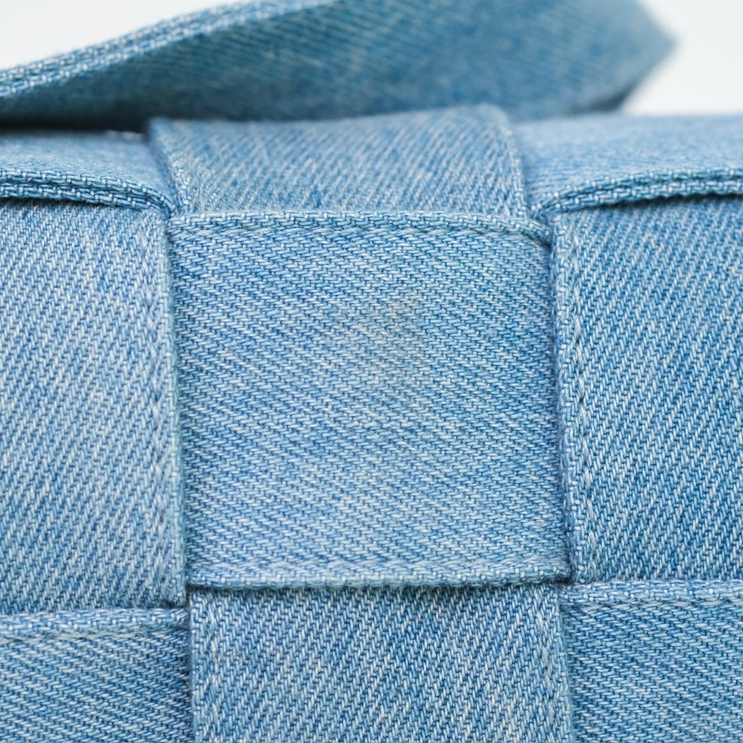 Bottega Veneta Cassette Shoulder Bag Intrecciato Denim