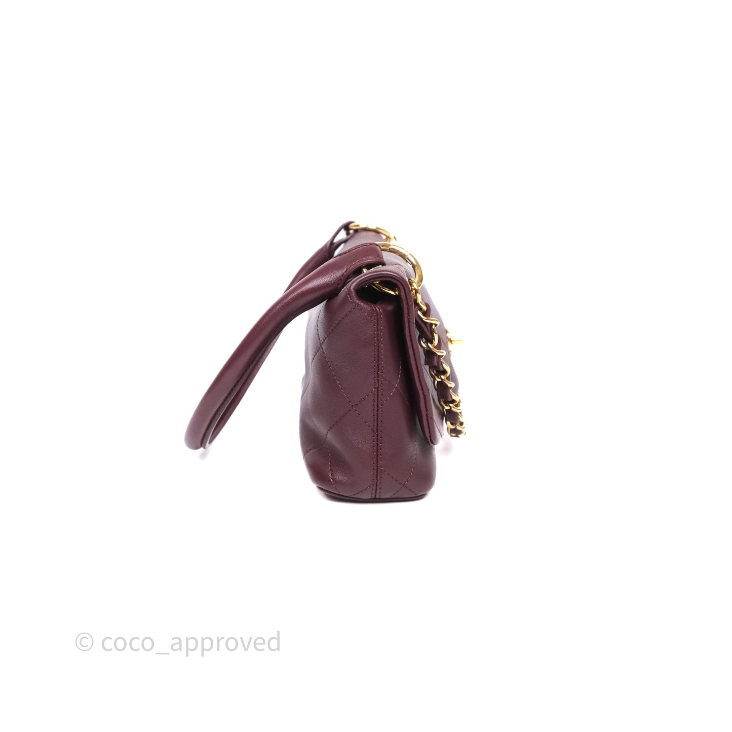 Chanel Quilted Shoulder Flap Bag Red Burgundy Lambskin Gold Hardware