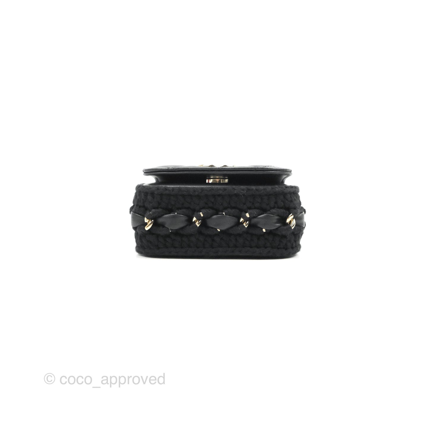 Chanel Mini Bag Black Lambskin Crochet Gold Hardware 22C