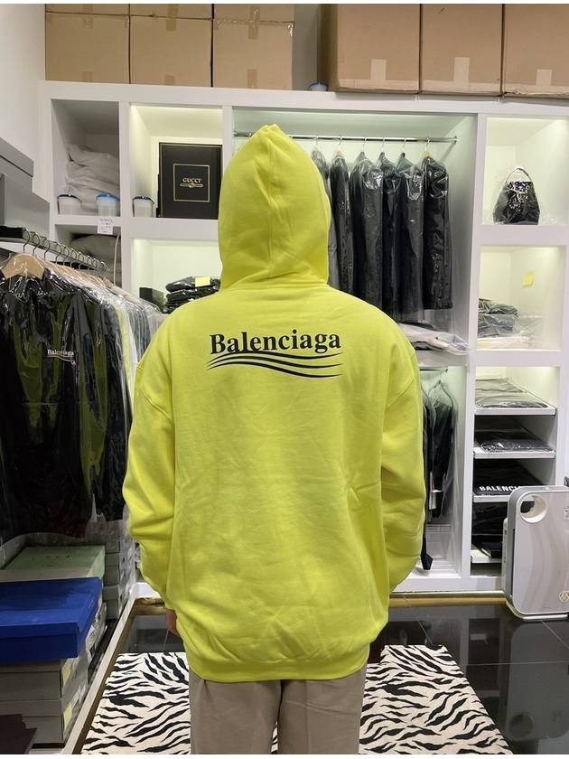 Luxury Balenciaga Wave Logo Hoodie Sweatshirt Neon Yellow