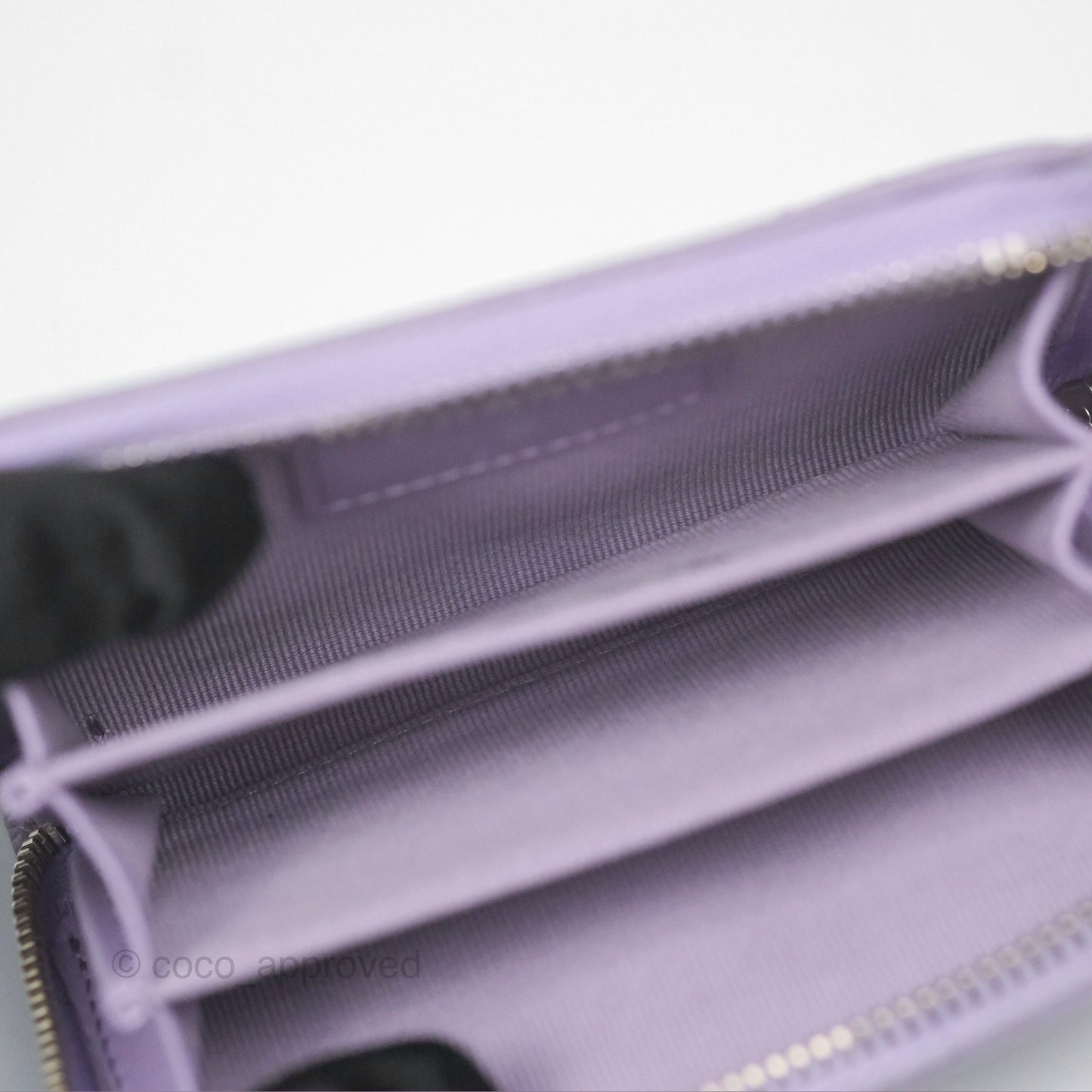 Chanel Classic Zipped Coin Purse Lilac Caviar Silver Hardware