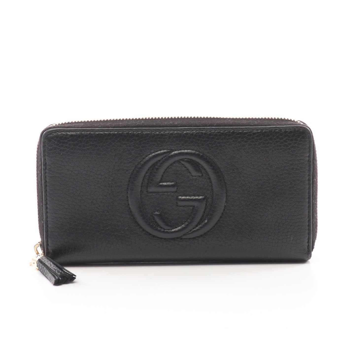 Luxury Gucci Trending 2025 Soho Interlocking G Round zipper long wallet Leather Black