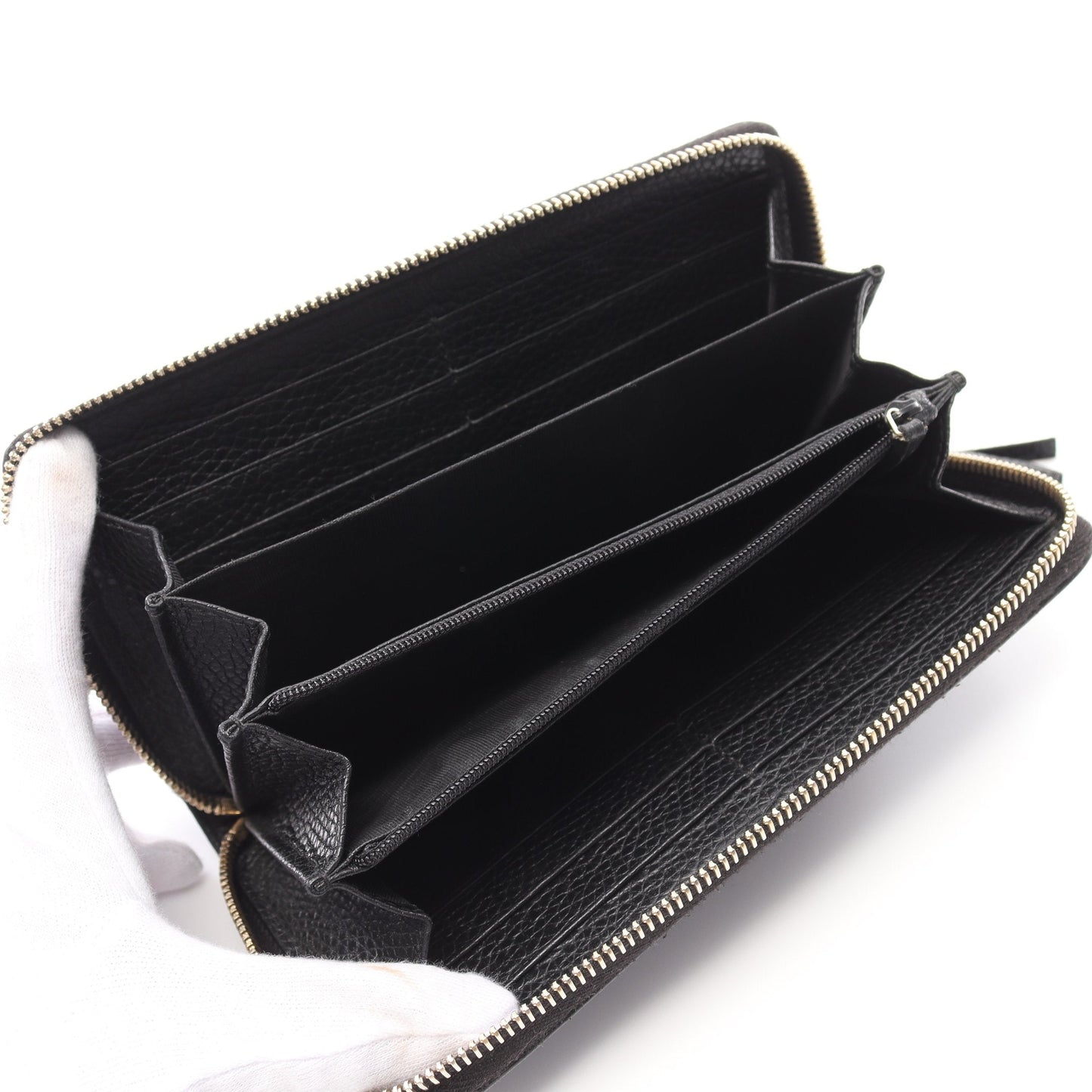 Luxury Gucci Trending 2025 Soho Interlocking G Round zipper long wallet Leather Black