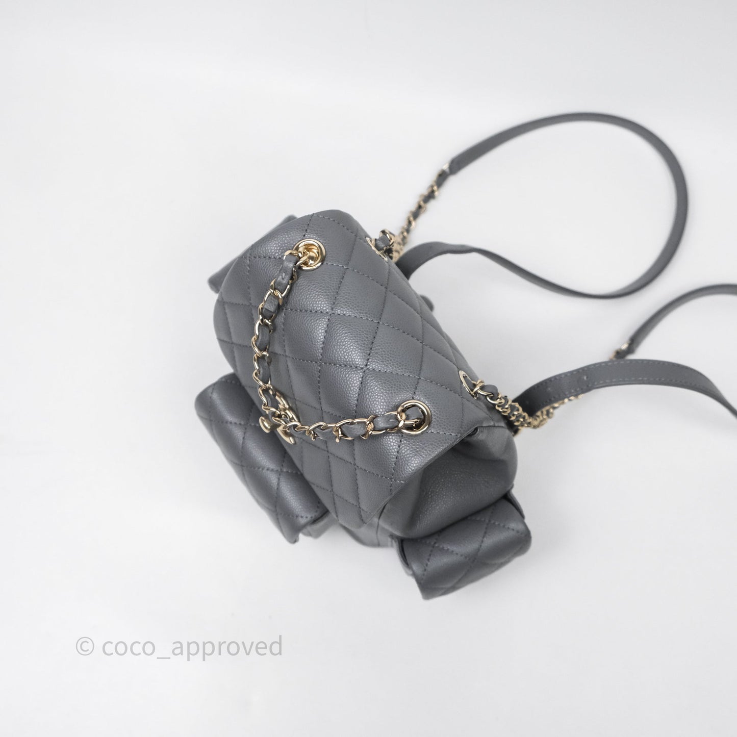 Chanel Small Duma Backpack Dark Grey Caviar Gold Hardware 23K