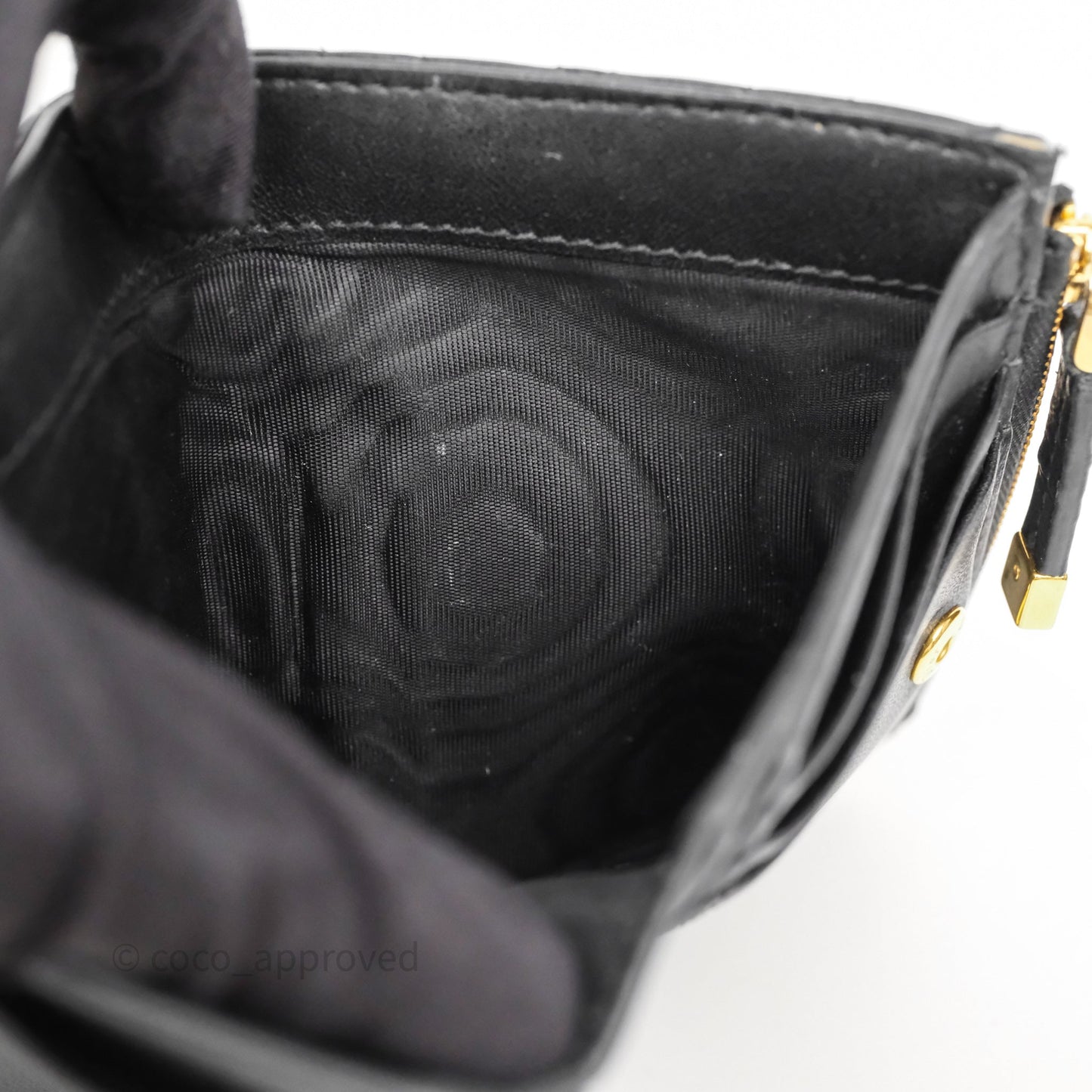 Christian Dior Caro Dahlia Wallet Black Calfskin Gold Hardware