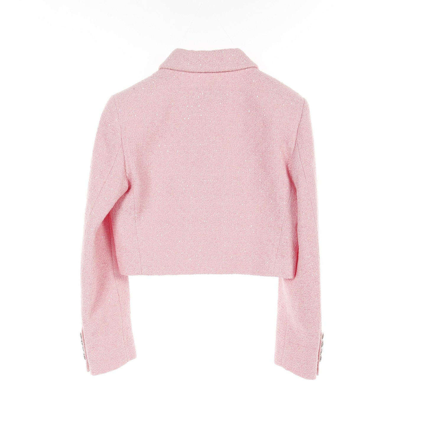 Luxury Gucci Trending 2025 Cropped Tweed Jacket Cotton Wool Pink Sequin