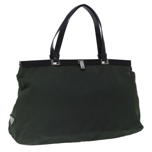Luxury Prada Tote Bag Nylon Green Silver  95559
