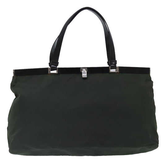 Luxury Prada Tote Bag Nylon Green Silver  95559
