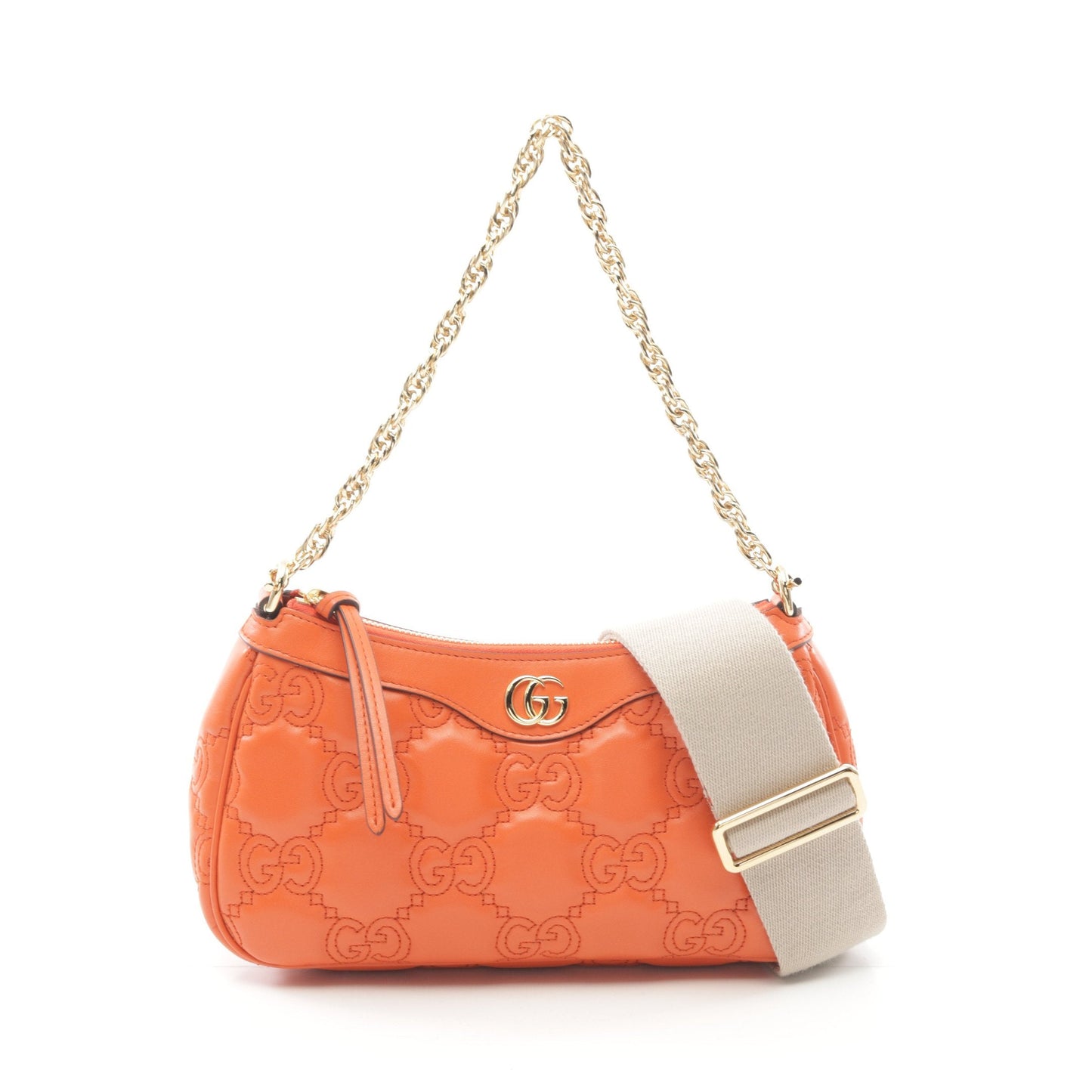 Luxury Gucci Trending 2025 GG Matelasse Chain handbag Leather Orange 2WAY