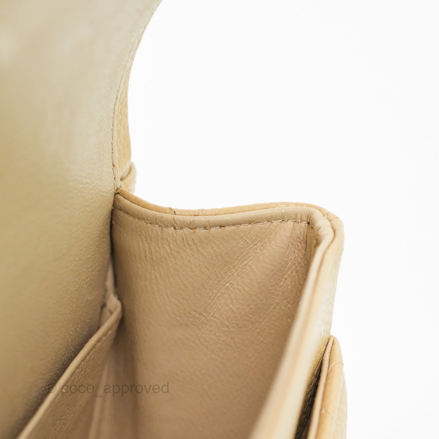Chanel M/L Medium Classic Flap Quilted Beige Caviar Gold Hardware