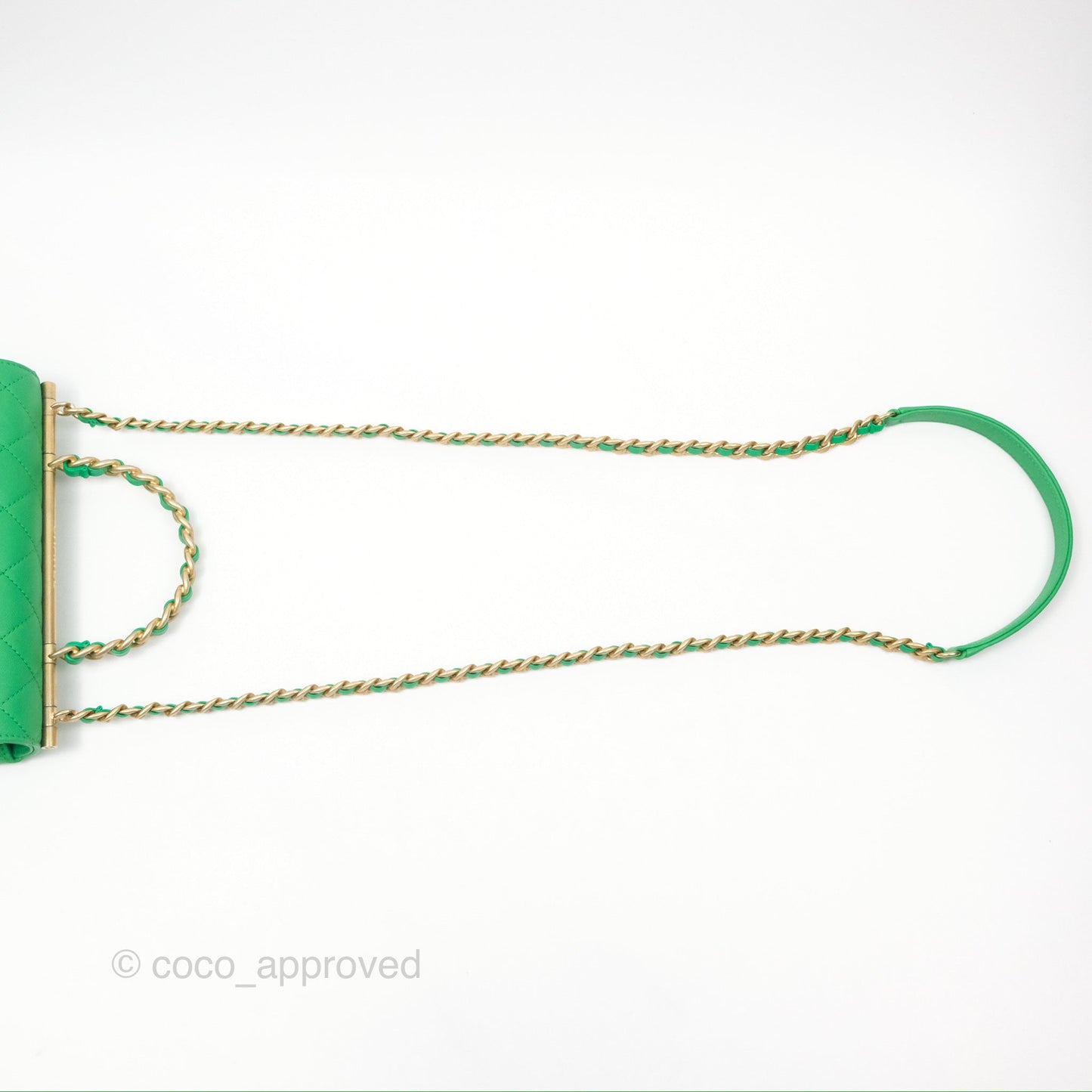 Chanel CC Quilted Flap Bag With Top Handle Green Calfskin Gold Hardware