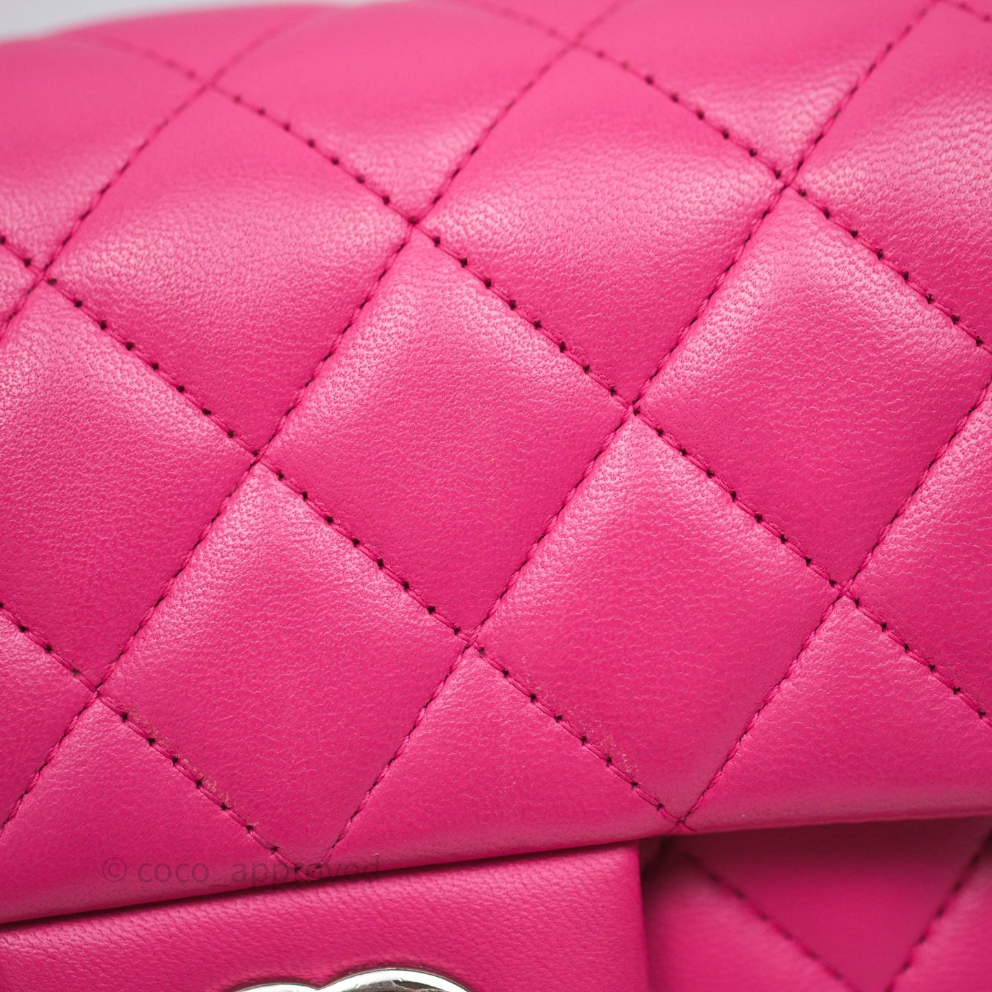 Chanel Mini Rectangular Quilted Dark Pink Lambskin Silver Hardware