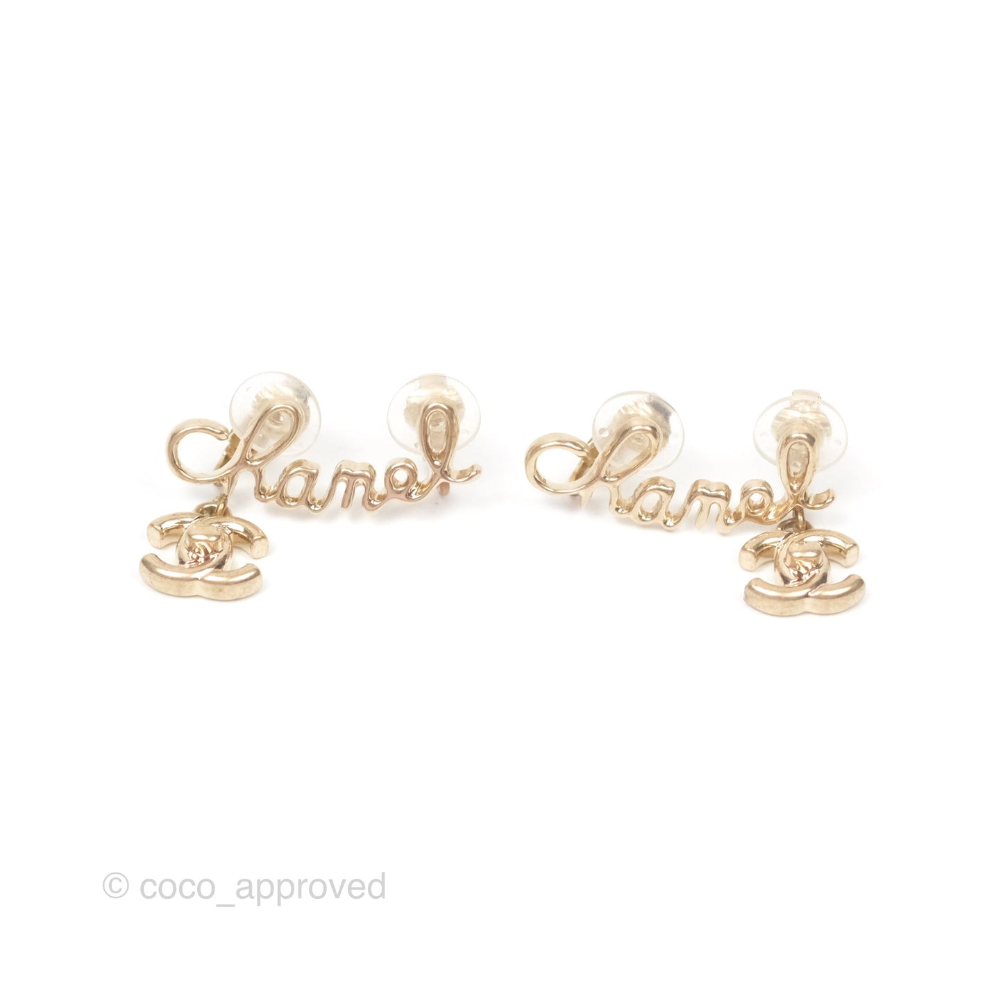 Chanel Logo CC Turnlock Ear Clips Gold Tone 22V
