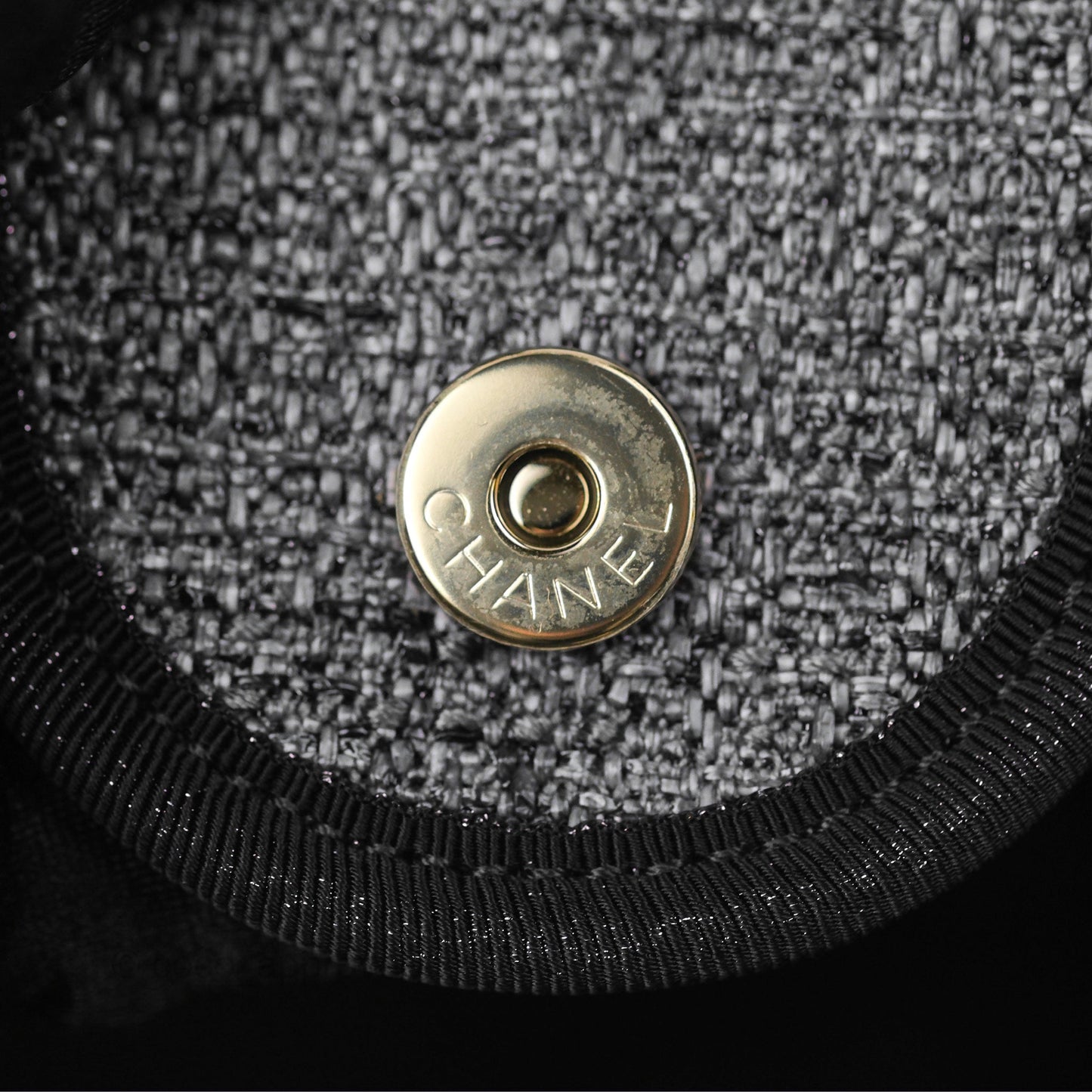 Chanel Large Deauville Glitter Black Grey Raffia Gold Hardware