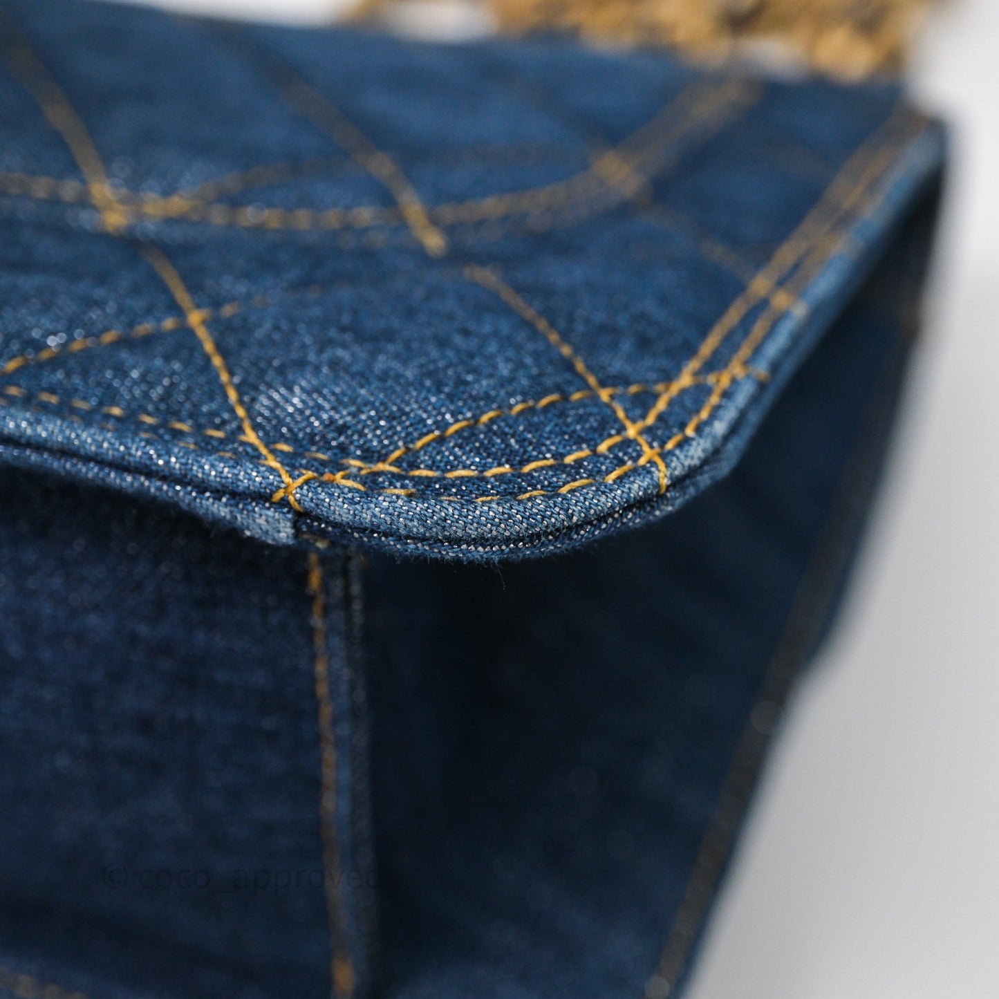Chanel Square Flap Bag Denim Aged Gold Hardware