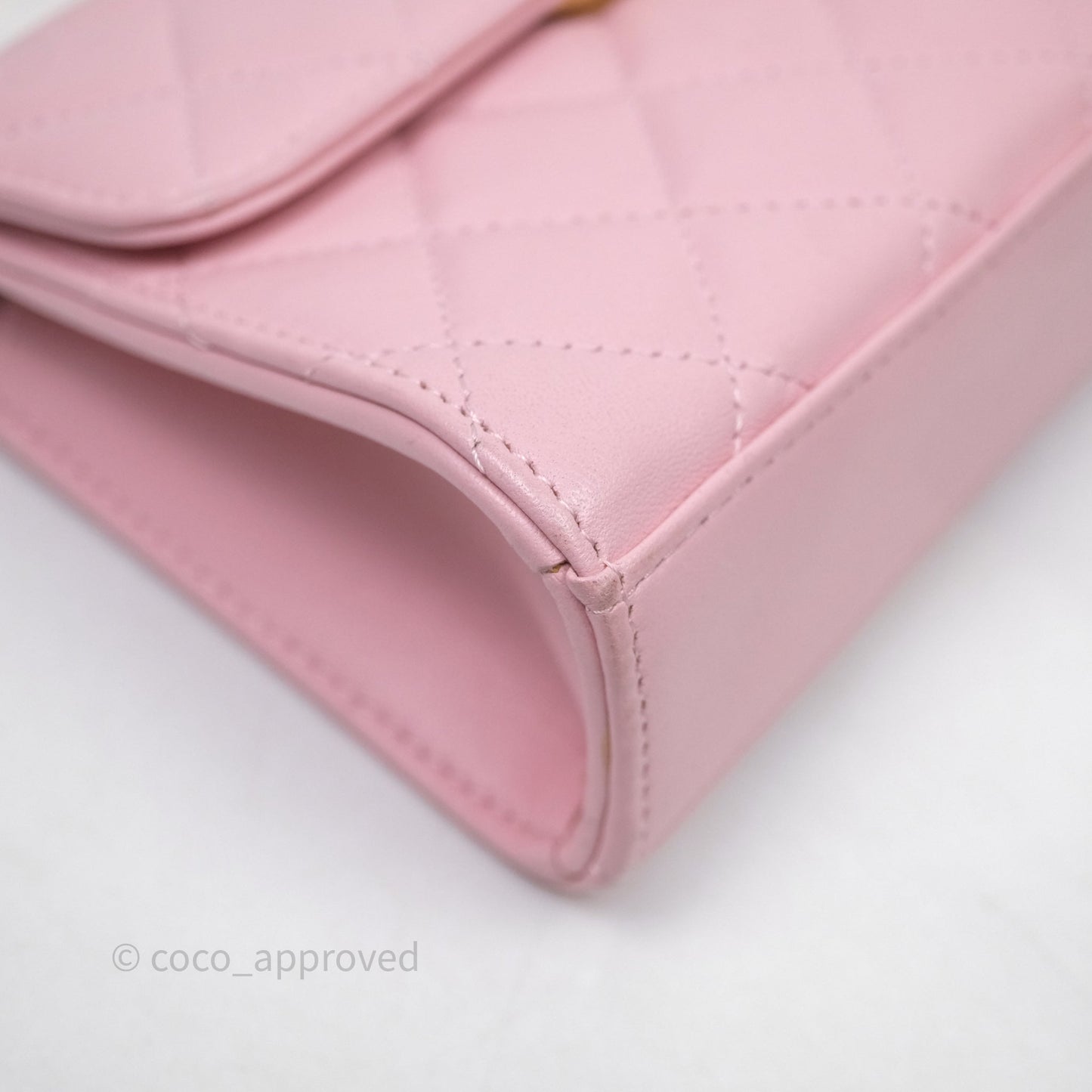 Chanel Mini Enamel Handle Clutch on Chain Pink Lambskin Gold Hardware
