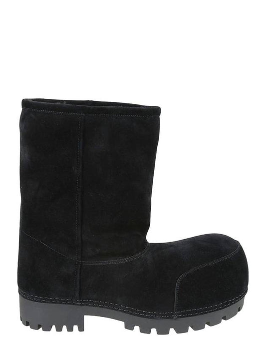 Luxury Balenciaga Suede Fur Winter Boots Black