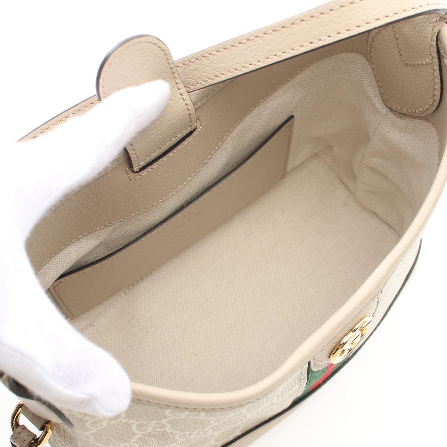 Luxury Gucci Trending 2025 Ophidia GG Supreme Small One shoulder bag PVC Leather Light beige Gray beige