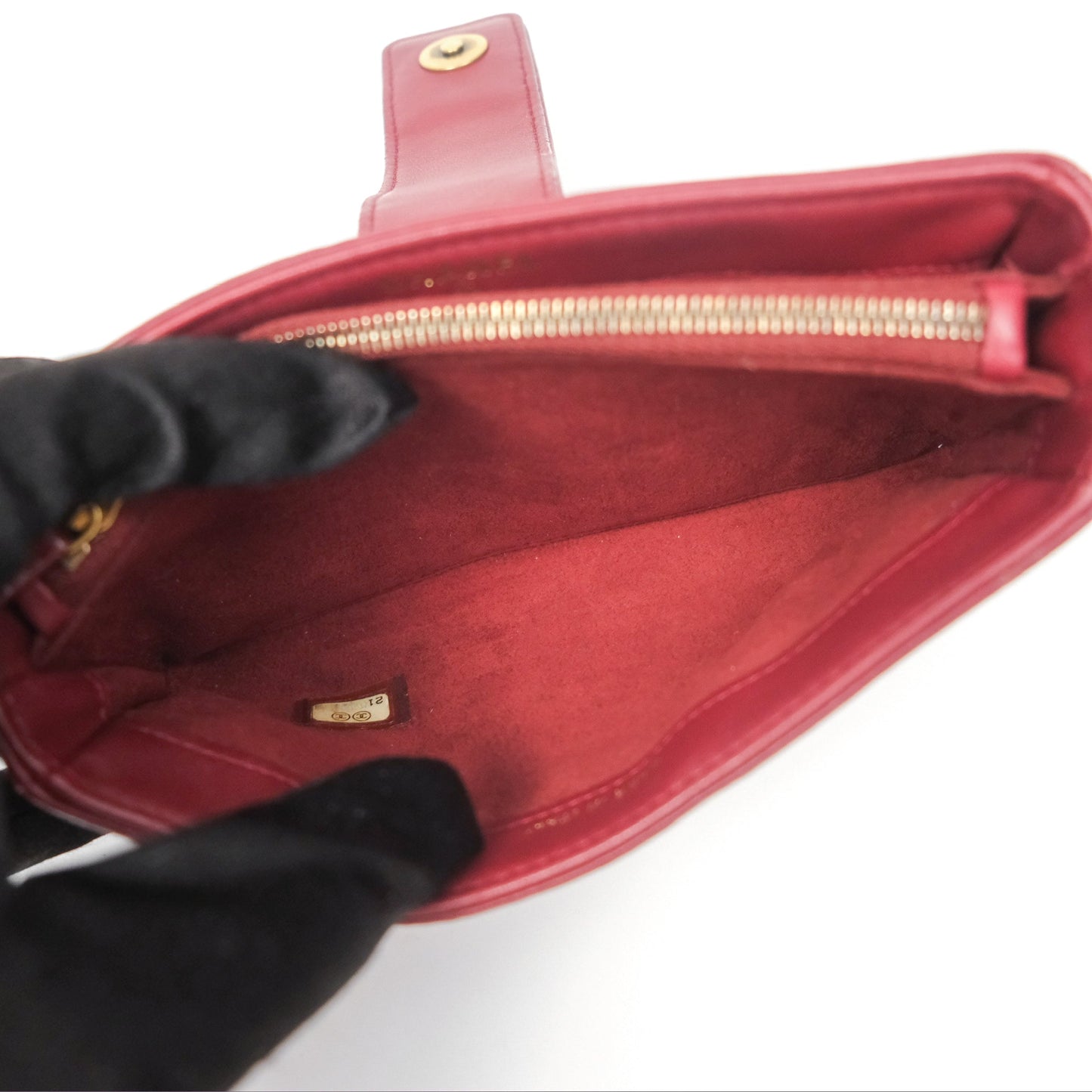 Chanel Quilted Boy Coin Case Dark Red Aged Gold Hardware