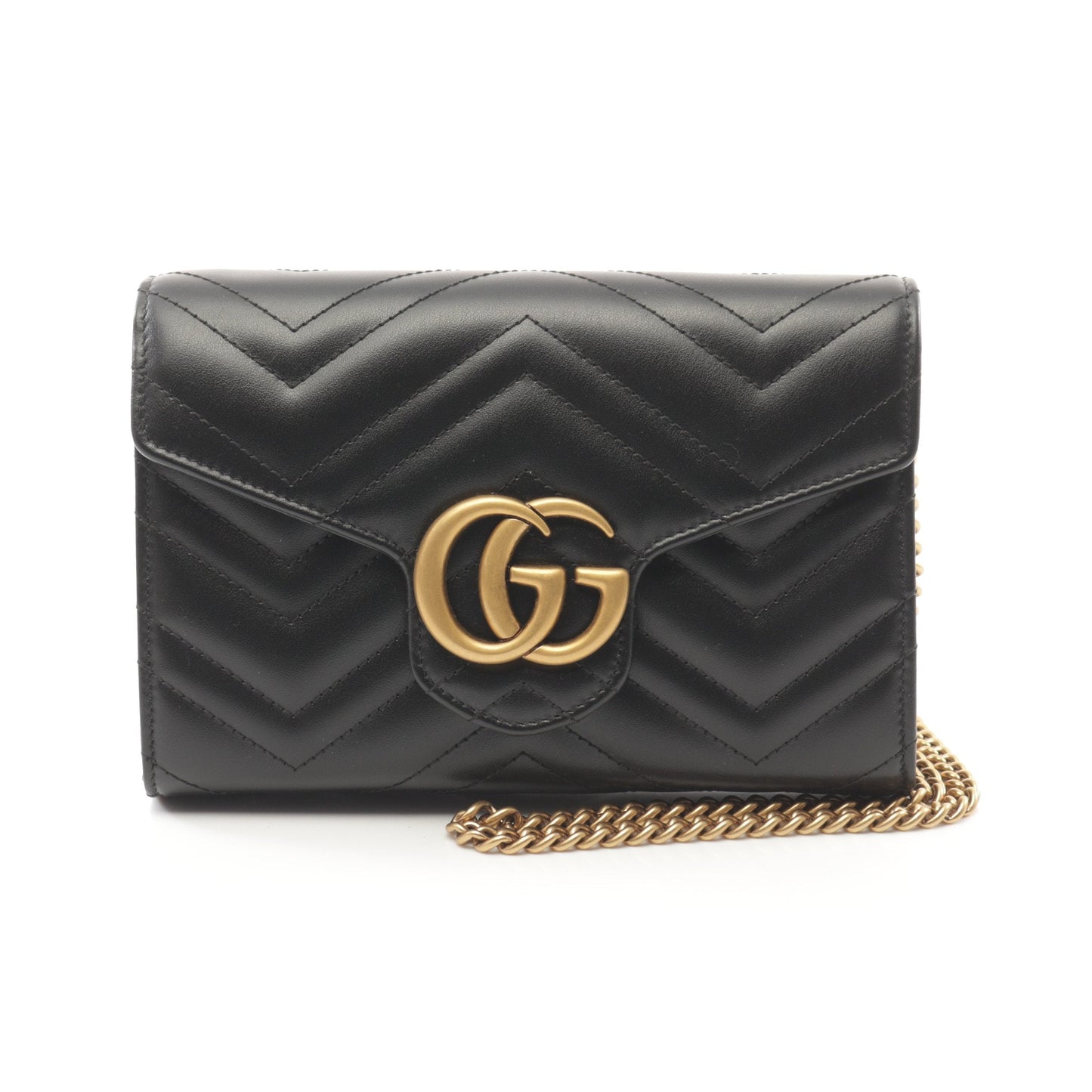 Luxury Gucci Trending 2025 GG Marmont Chain wallet Leather Black