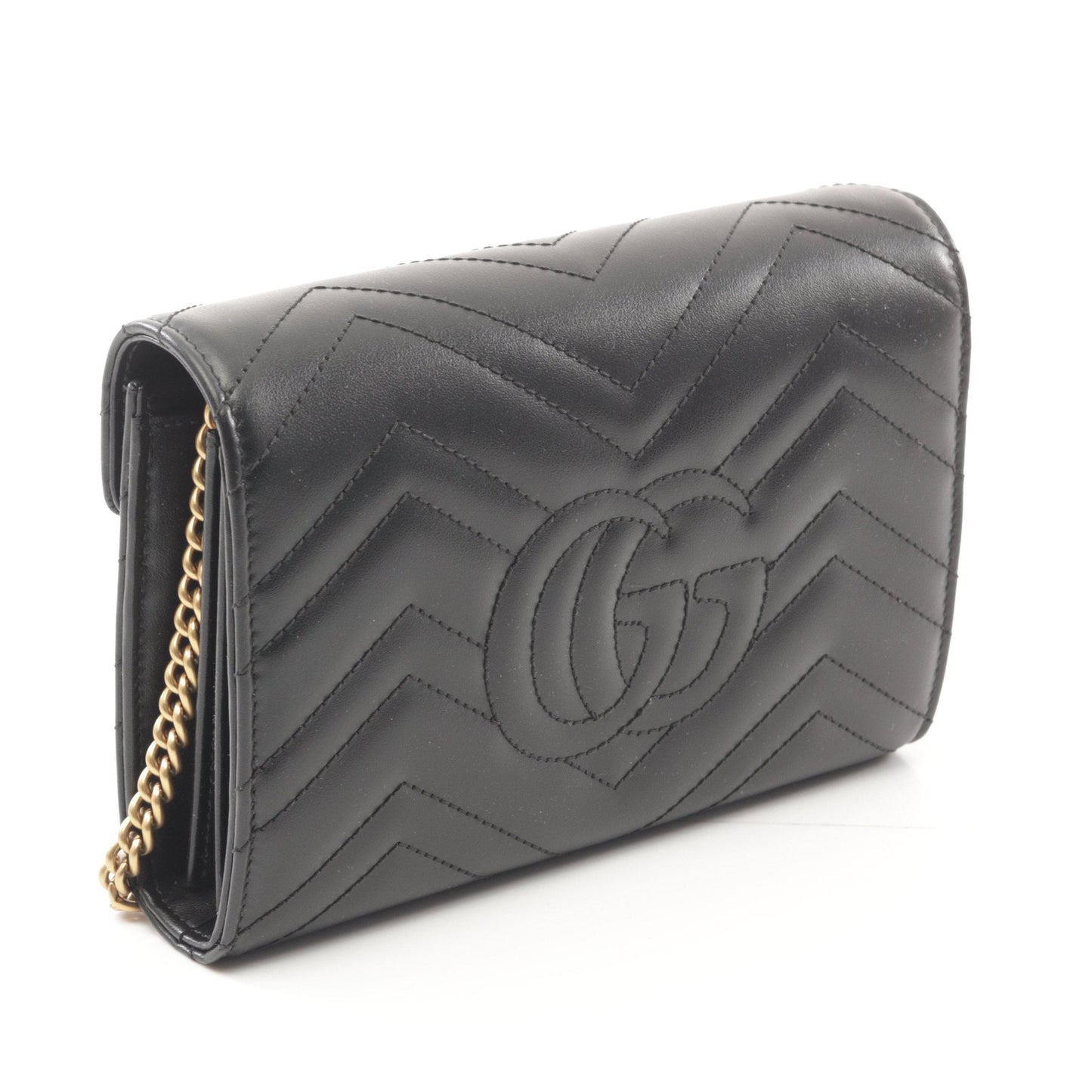 Luxury Gucci Trending 2025 GG Marmont Chain wallet Leather Black
