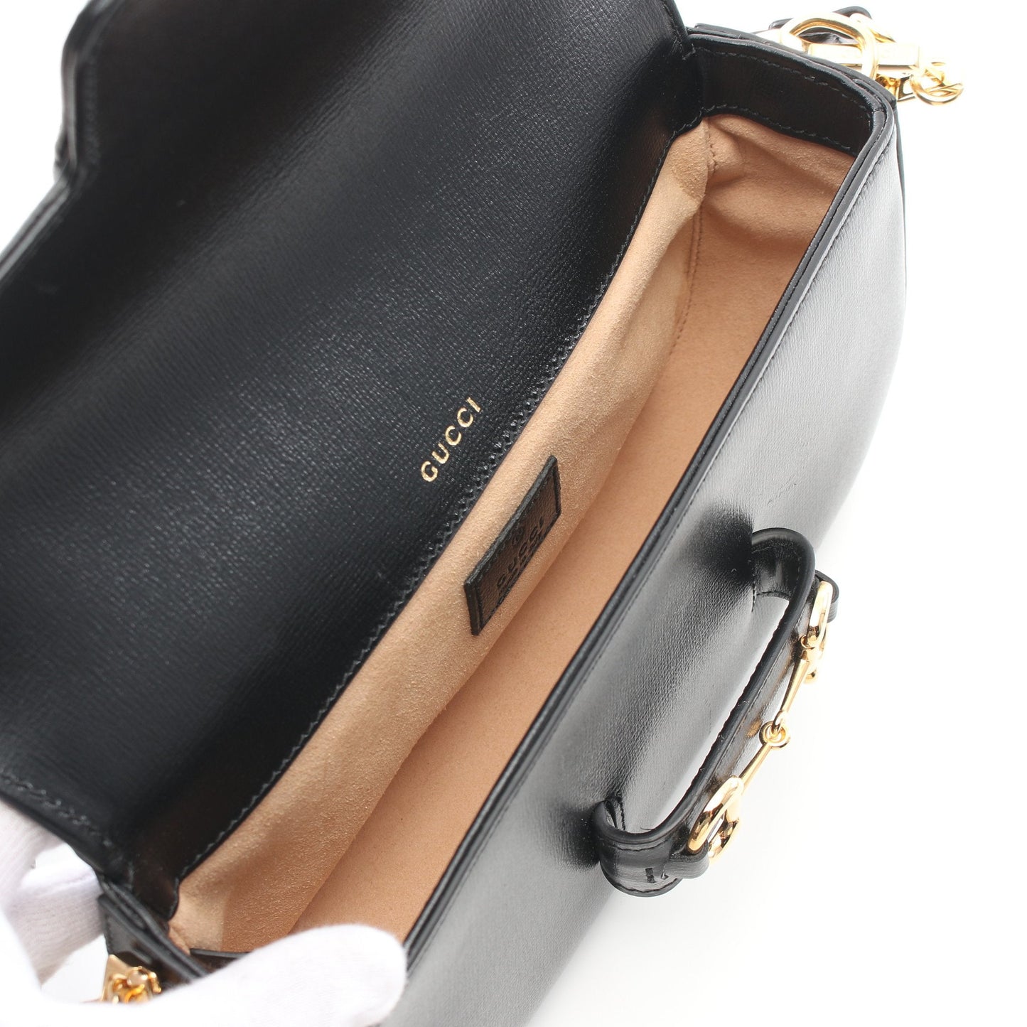 Luxury Gucci Trending 2025 Horsebit 1955 Small One shoulder bag Leather Black 2WAY