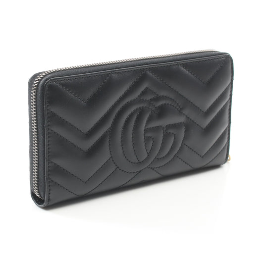 Luxury Gucci Trending 2025 GG Marmont Zip around wallet Round zipper long wallet Leather Black