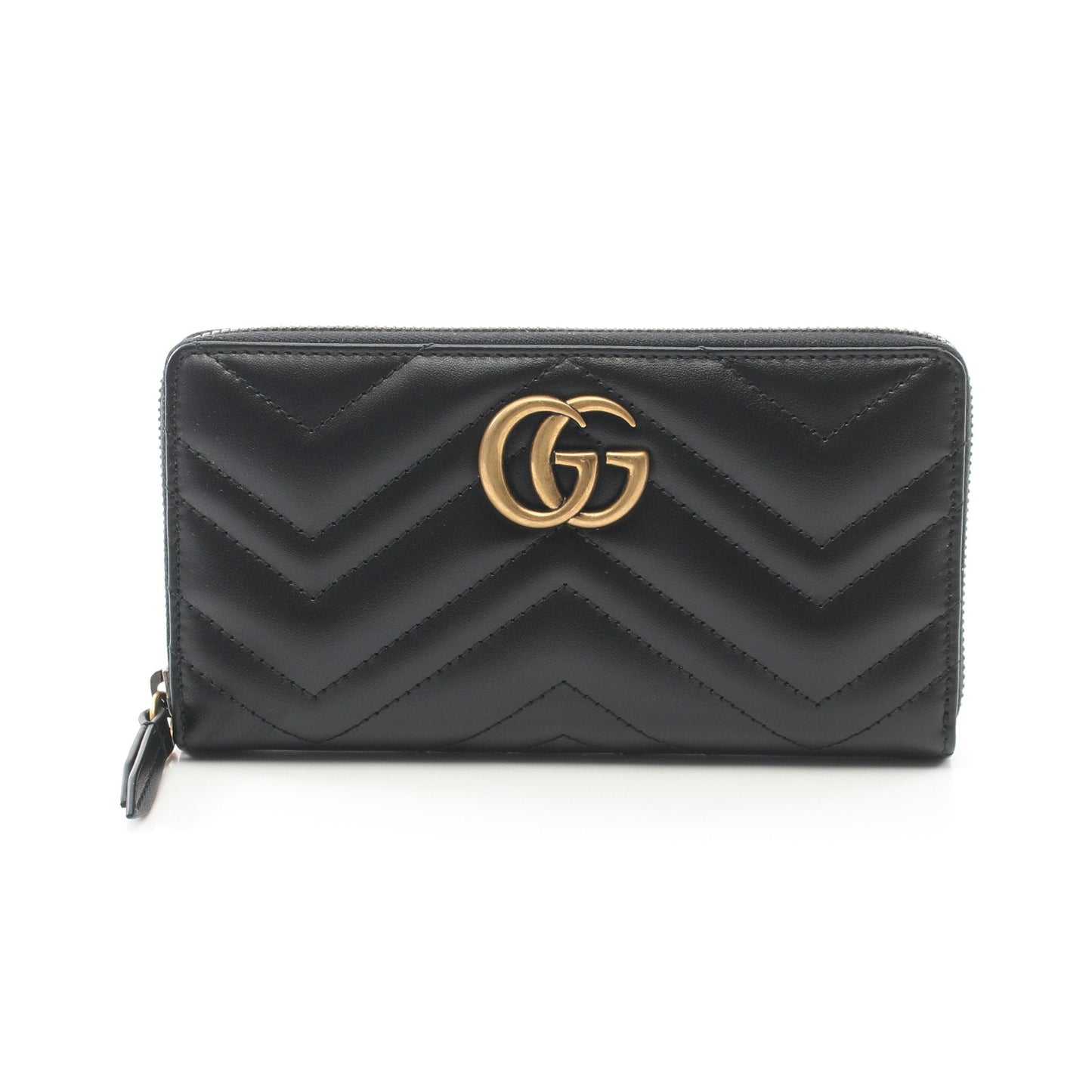 Luxury Gucci Trending 2025 GG Marmont Zip around wallet Round zipper long wallet Leather Black