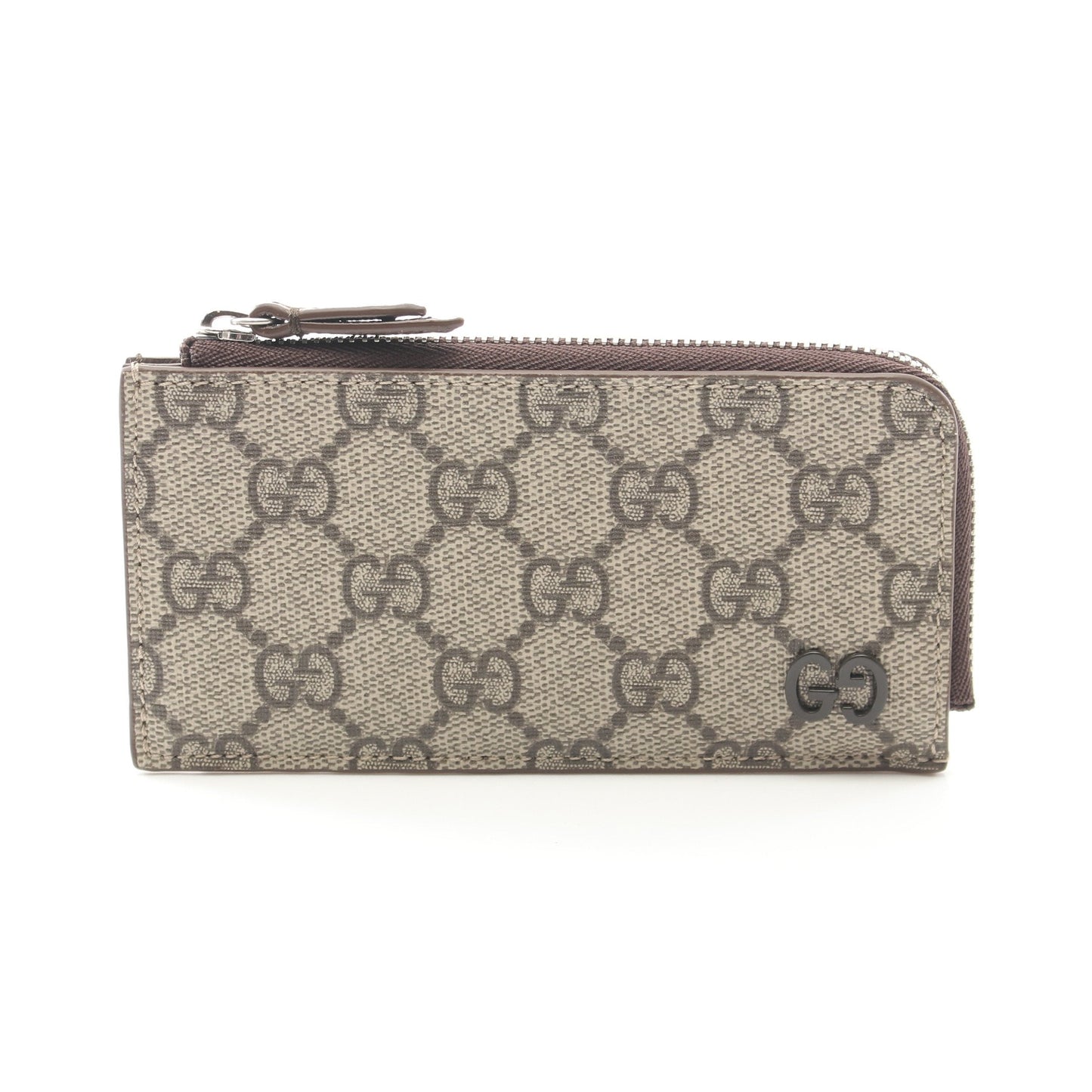 Luxury Gucci Trending 2025 GG With details GG Supreme Card case Coin purse PVC Leather Beige Brown