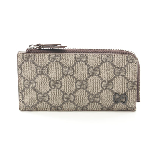 Luxury Gucci Trending 2025 GG With details GG Supreme Card case Coin purse PVC Leather Beige Brown
