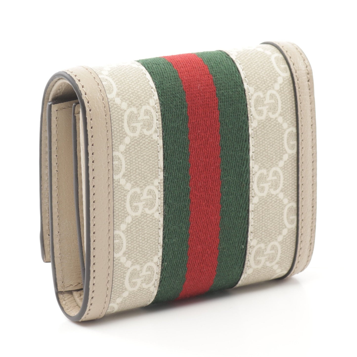 Luxury Gucci Trending 2025 Ophidia GG Wallet Sherry line Bi-fold wallet PVC Leather Beige Multicolor