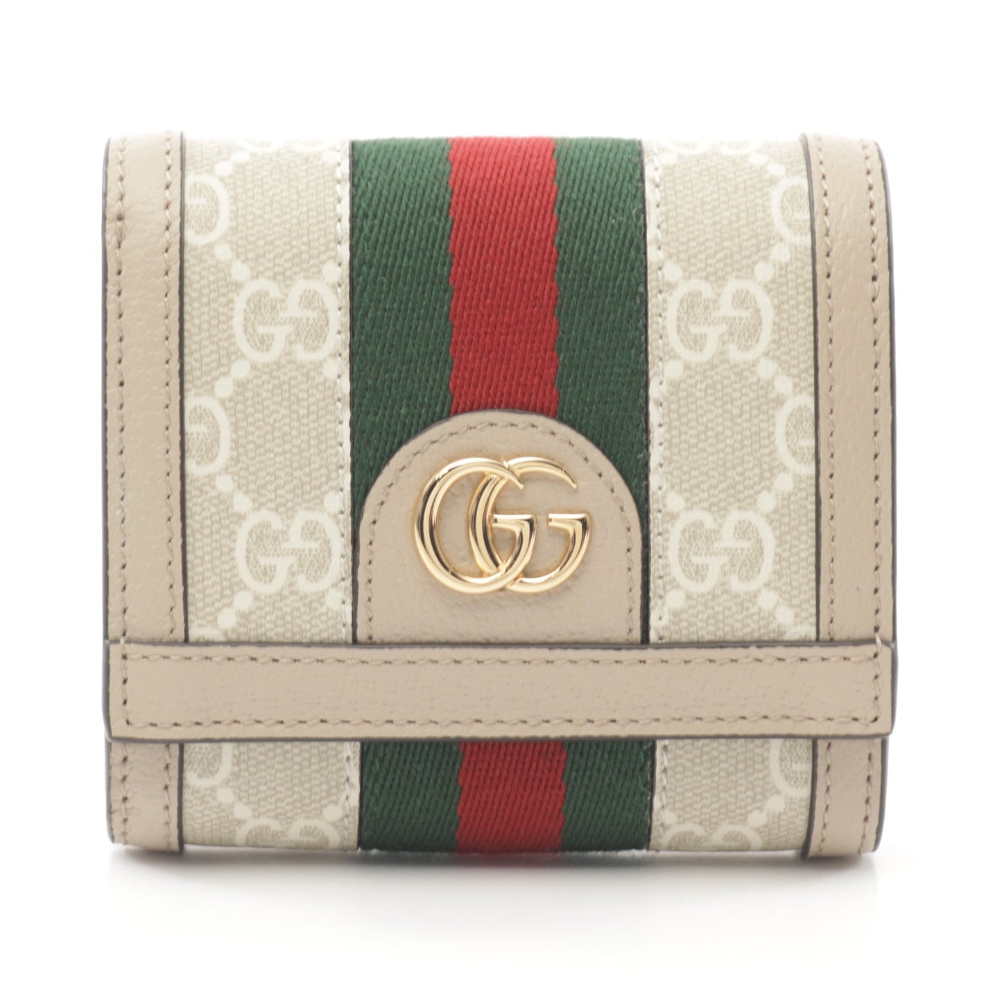 Luxury Gucci Trending 2025 Ophidia GG Wallet Sherry line Bi-fold wallet PVC Leather Beige Multicolor